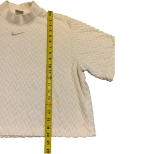 Nike Mock Neck Crop Top Womens‎ M Sail White Textured Chevron Knit Sporty Core thumbnail 5