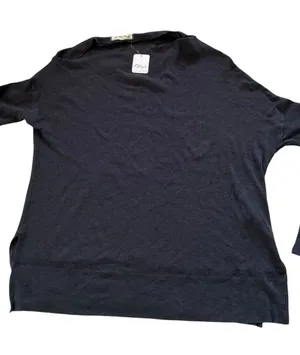 Free People Charcoal Ribbed Knit Top oversized size medium thumbnail 1