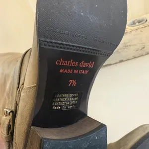 Source Unknown Charles David Boots Womens Size‎ 7.5 Taupe Leather Riding Knee High Made Italy thumbnail 7