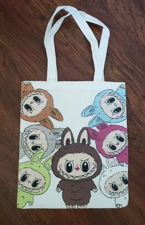 Labubu Chic Kawaii Retro Eco Friendly Trendy Sturdy Reusable Tote Bag thumbnail 1