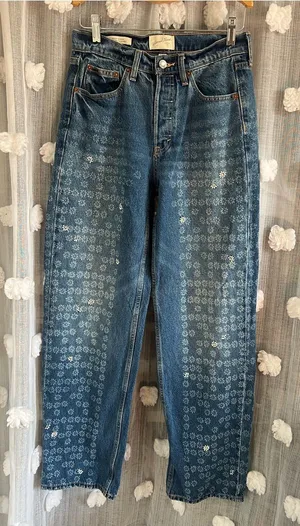 Universal Threads Blue floral Patterned Denim Jeans thumbnail 1