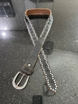 BKE Distressed Black Leather Rhinestone Western Cowgirl Belt thumbnail 4