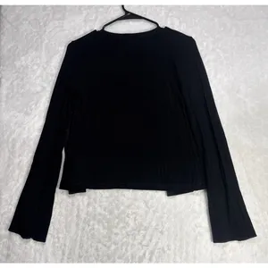 Madewell Flared-Sleeve Cardigan Sweater Black Button Up Crewneck Variegated XS thumbnail 3