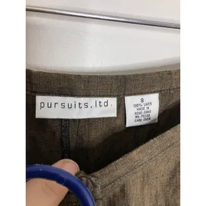 Pursuits Ltd Linen Pant Set Women 12/8 Brown Excellent Vintage Tunic Trousers thumbnail 6