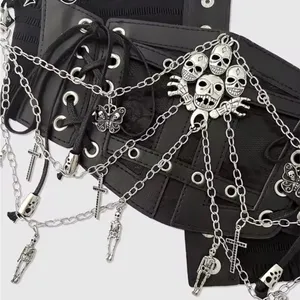 Hershine Black Gothic Waist Corset with Chains thumbnail 4