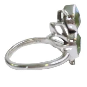 Natural Peridot Dual Stone Ring Silver August Birthstone Green Ring Adjustable 6 thumbnail 3