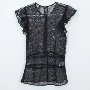Chelsea28 Womens Lace Sheer Top Size S Black Flutter Sleeve Whimsigoth Witchy‎ thumbnail 8