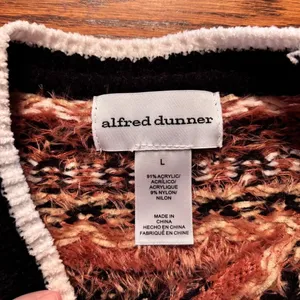 Alfred Dunner Sweater Pullover Crew Neck Black/Orange/Cream Women's Size L‎ thumbnail 3