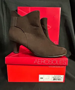 Aerosoles Play Again Brown Fabric Zipper Ankle Booties Women’s 8M thumbnail 1