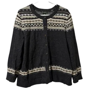 Eddie Bauer Women‎ Size XXL Button Wool Blend Knit Cardigan Sweater Fair Isle thumbnail 1