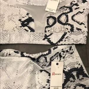 Nwt La Society Yoga Snake Print Padded Set : Leggings And Top S thumbnail 6