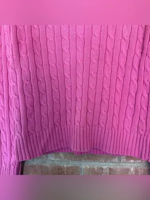 Lilly Pulitzer Cable Knit Sweater Crewneck Women’s Small Pink Preppy Cotton thumbnail 3