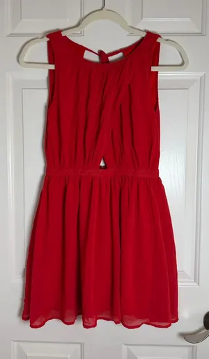 Foreign Exchange Red Chiffon Fit-and-Flare Dress‎ thumbnail 1