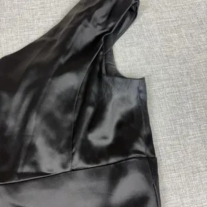 White House Black Market Dress Womens 12 Black Satin Sheath V-Neck Knee Length thumbnail 8