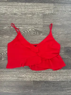 Lulus Red cropped cami tank thumbnail 2