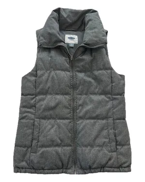 Old Navy Fleece Lined Puffer Vest Womens XS Gray Full Zip Up Insulated Winter thumbnail 1