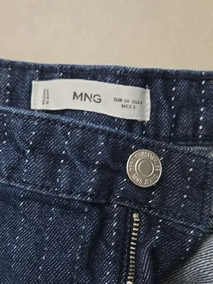 Mango Stripe Mini Denim Skirt In Dark Blue Size 6 thumbnail 7