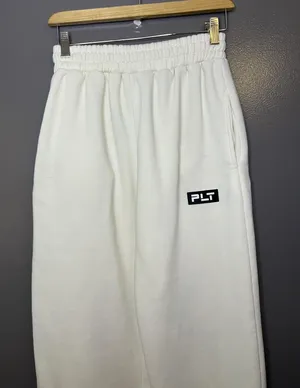 PrettyLittleThing Pants Womens Medium White Fleece Straight Leg Lounge Pockets thumbnail 1
