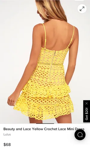Yellow Lulus Crochet Beauty And Lace Mini Dress thumbnail 2