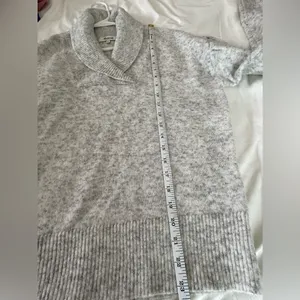Madewell Shawl Collar Wool Sweater Grey Marled Knit Pullover Puff Sleeve. Size S thumbnail 10