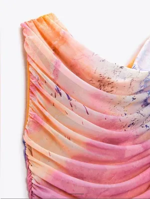 ZARA dress mini drapped tulle bleach effect summer party night out thumbnail 8