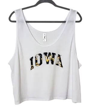Zoozatz Cropped White Iowa Graphic Tank Top NWT Sz XL Iowa Hawkeyes Tank Top thumbnail 1