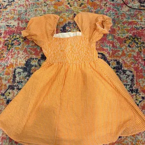 Orange Gingham Puff Sleeve Dress thumbnail 3