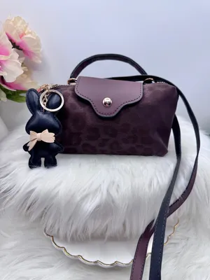 Stella Brown Faux Leather Mini Crossbody Bag w/ Gold Hardware & Bunny Charm thumbnail 5
