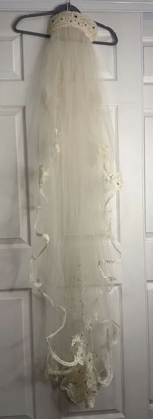 Priscilla Wedding Veil Comb Headpiece Lace Sheer Floral Ivory Wedding Ethereal thumbnail 1