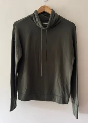 Aerie Offline Olive Green Oversized Cowl Neck‎ Pullover Sweatshirt Soft Fleece thumbnail 1