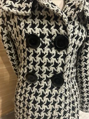 Rue 21 Women’s Black White Houndstooth Peacoat big buttons SO CUTE size Small thumbnail 2