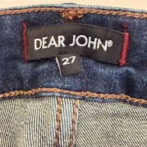 Dear John Rosie Flare Jeans – Size 27 – Dark Wash Fringe Hem – 34” Inseam thumbnail 10