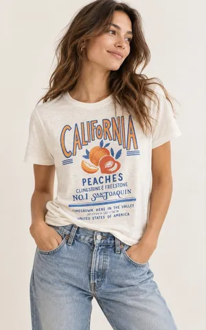 J Crew California Peaches Graphic Tee Size Medium NWOT thumbnail 1
