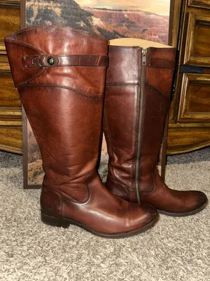 FRYE Molly Button Tall Brown Leather Riding Boots thumbnail 8