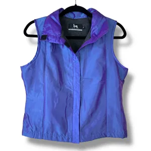 Blanc Noir BN Iridescent Purple Y2K Fleece Sleeveless Collar Swish Vest Medium thumbnail 2