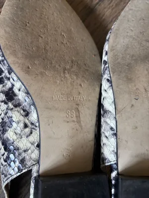 Avellini Snake-Print Pointed Toe Slingback Flats in Black & Cream Made in Italy thumbnail 6