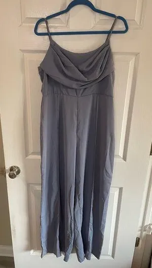 NWT Cider Petrol blue cowl neck wide leg jumpsuit from size XL thumbnail 1