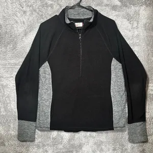 SO Women's XL Black Gray Pullover 1/4 Zip‎ Long Sleeve Fleece Top thumbnail 1
