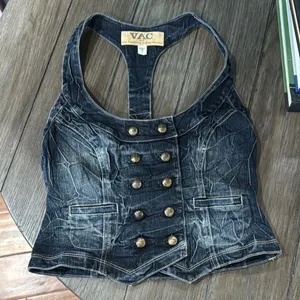 Denim fitted vest Blue thumbnail 1