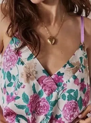 Free People top floral Cami asymmetrical spring‎ summer boho crop Small thumbnail 1