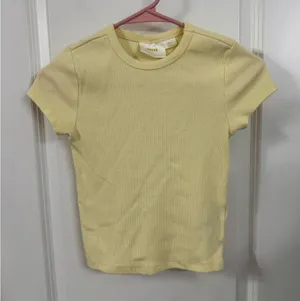 Anthropologie Maeve Yellow Ribbed Knit Top thumbnail 1