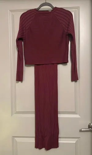 A.Peach Maroon Ribbed Dress thumbnail 3