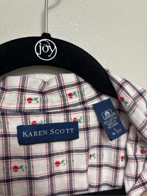 Karen Scott Vintage Women’s Americana Farmhouse Cherry Print Cotton Button Down - Size L thumbnail 3