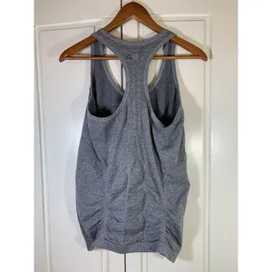 Athleta Fastest Track Medium‎ Seamless Ruched Tank Top Gray Athleisure thumbnail 4