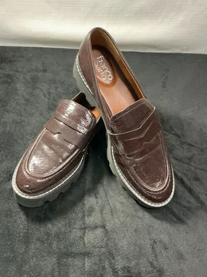 Franco Sarto Brown Patent Leather Lug Sole Penny Loafers Size 9.5M thumbnail 2