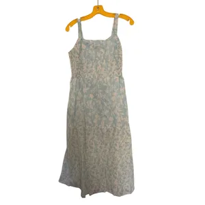 Lane Bryant Blue Floral Smocked Bodice‎ Maxi Dress Sleeveless Cotton Size 12 thumbnail 3