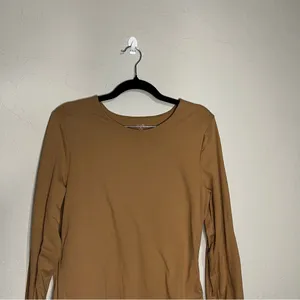 Nuuds Long Sleeve Crewneck Bodysuit‎ Brown Fitted Stretch Minimalist Capsule thumbnail 3