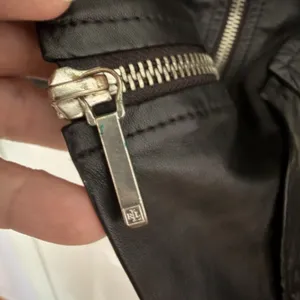 VTG Lauren Ralph Lauren Motorcycle Jacket PM Leather/Merino Wool Black Y2K Biker thumbnail 6