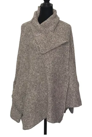 FP‎ One Free People Oversized Knit Drape Collar Poncho Cape XS/S Gray thumbnail 1