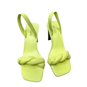 Abound Abryleigh Neon Lime Green Twisted Strap Square Toe Block Heel Sandals 5.5 thumbnail 4